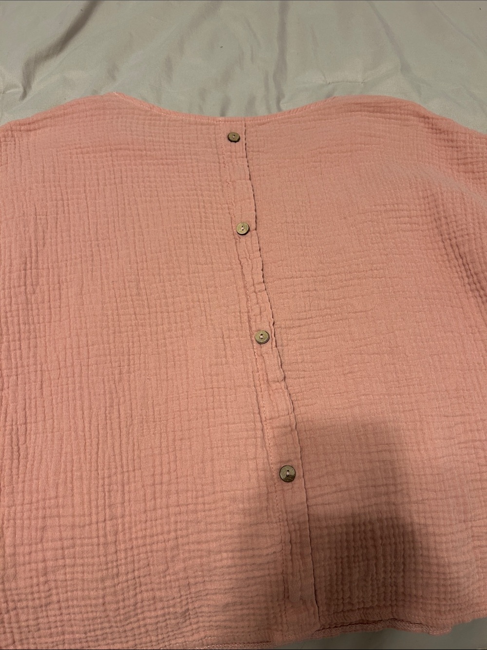 Women’s Washed Pink Textured Ruffle Sleeve Top - Picture 5 of 6
